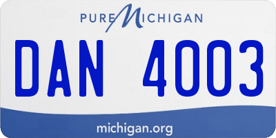 MI license plate DAN4003