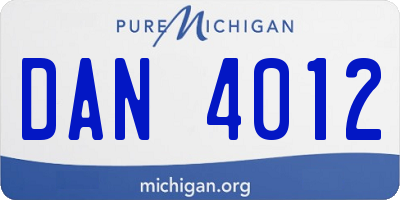 MI license plate DAN4012