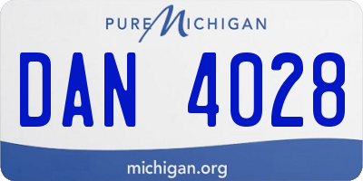 MI license plate DAN4028