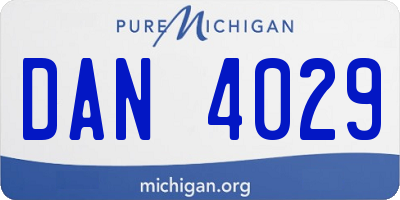 MI license plate DAN4029