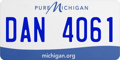 MI license plate DAN4061
