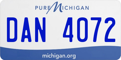 MI license plate DAN4072