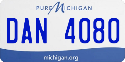 MI license plate DAN4080