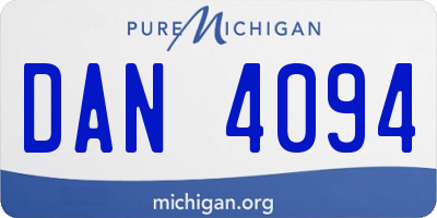 MI license plate DAN4094