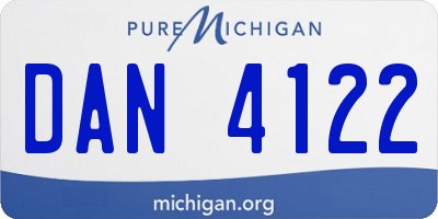 MI license plate DAN4122