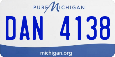 MI license plate DAN4138