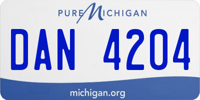 MI license plate DAN4204
