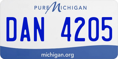 MI license plate DAN4205