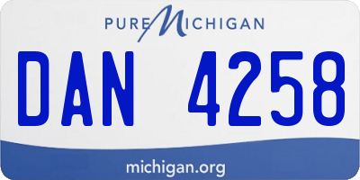 MI license plate DAN4258