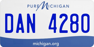 MI license plate DAN4280