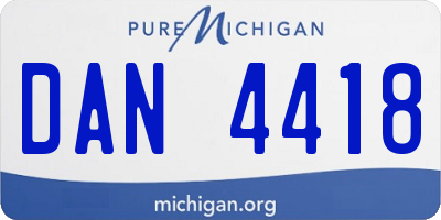MI license plate DAN4418