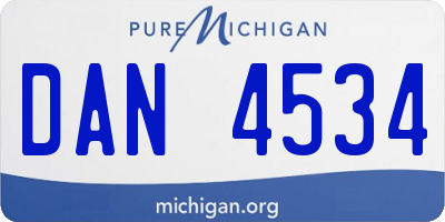 MI license plate DAN4534