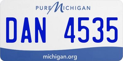 MI license plate DAN4535