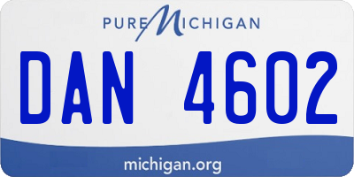 MI license plate DAN4602