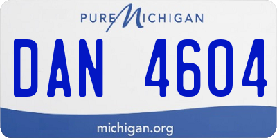 MI license plate DAN4604