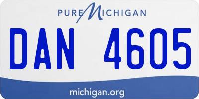 MI license plate DAN4605