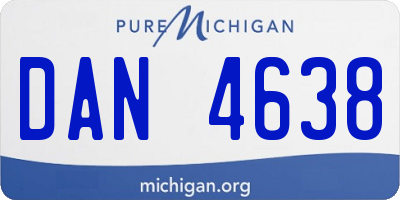 MI license plate DAN4638