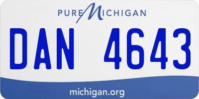 MI license plate DAN4643