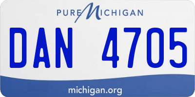 MI license plate DAN4705