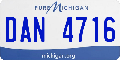 MI license plate DAN4716
