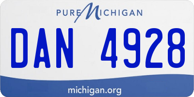 MI license plate DAN4928