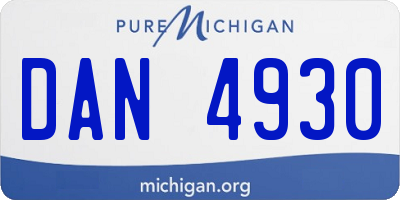 MI license plate DAN4930