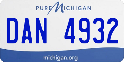 MI license plate DAN4932