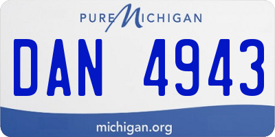 MI license plate DAN4943