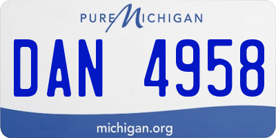 MI license plate DAN4958