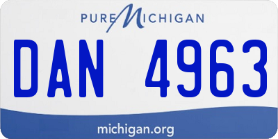 MI license plate DAN4963
