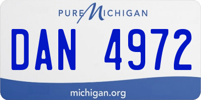 MI license plate DAN4972