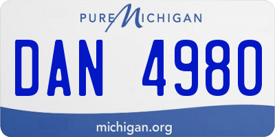 MI license plate DAN4980