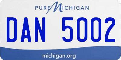MI license plate DAN5002
