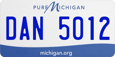 MI license plate DAN5012