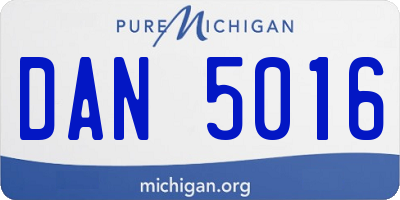 MI license plate DAN5016