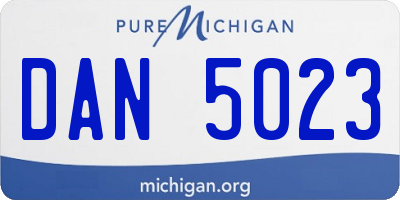 MI license plate DAN5023