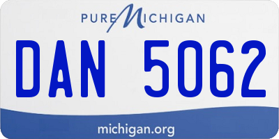 MI license plate DAN5062