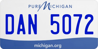 MI license plate DAN5072