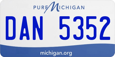 MI license plate DAN5352