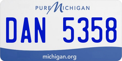 MI license plate DAN5358