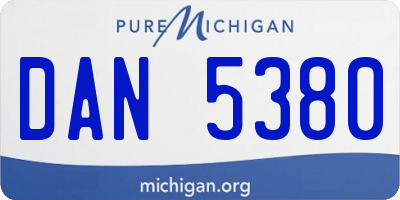 MI license plate DAN5380
