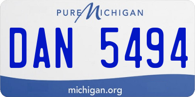 MI license plate DAN5494