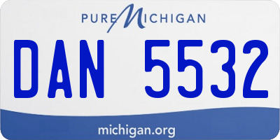 MI license plate DAN5532