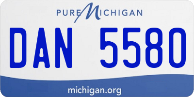 MI license plate DAN5580