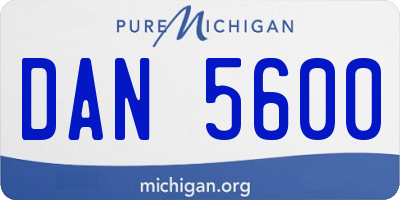 MI license plate DAN5600