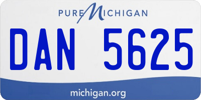 MI license plate DAN5625