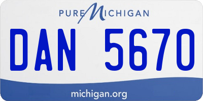 MI license plate DAN5670