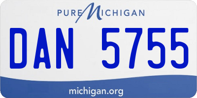 MI license plate DAN5755