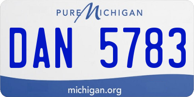 MI license plate DAN5783
