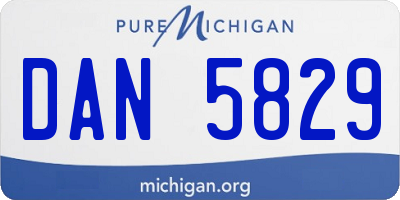 MI license plate DAN5829